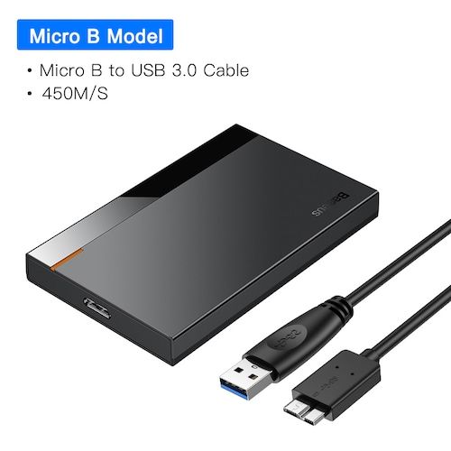 Baseus HDD Case 2.5 SATA to USB 3.0 Adapter Hard Disk Case HDD Enclosure for SSD Case Type C 3.1 HDD Box HD External HDD Caddy - Micro B Model China
