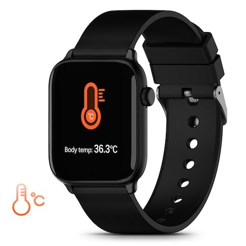 TICWRIS GTS Real-time Body Temperature Watch Heart Rate Monitor 7 Sports Modes Sports Smartwatch with Temp Sensor Bluetooth 4.0 - Black