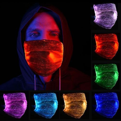 LED Colorful Luminous Mask Halloween Christmas Party Bar Nightclub Light-emitting Respirator - Black