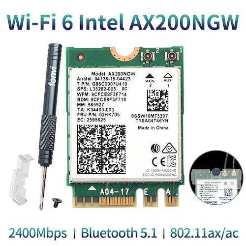 Wireless Dual Band 2400Mbps WiFi 6 For Intel AX200 NGFF M.2 Bluetooth 5.1 Wifi Card AX200NGW Wifi 6 Adapter 2.4G/5Ghz 802.11ac/ax - AX200NGW   3%commissions