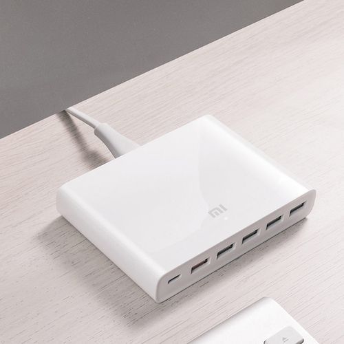 Original Xiaomi USB-C 60W Charger Output Type-C 6 USB Ports QC 3.0 Quick Charge For Smart Phone Tablet - add UK adapter