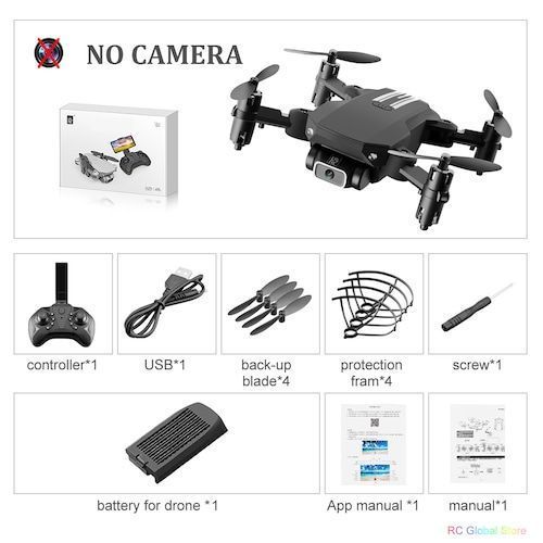 Mini RC Drone with 4K HD Camera WiFi FPV UAV Aerial Photography Helicopter Foldable LED Light Quadrocopter Quality Toy AOSST - NO camera Black