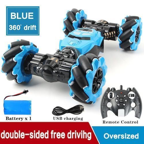 RC Car 4WD Radio Control Stunt Car Gesture Induction Twisting Off-Road Vehicle Light Music Drift Toy High Speed Climbing RC Car - Blue 1 battery Spain  （entrepot EU）, 3%commissions