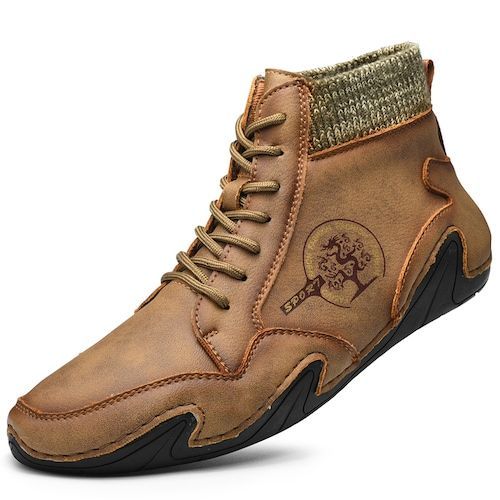 SENBAO Men Boots Fall Winter Mid-Top Trend Socks Shoes