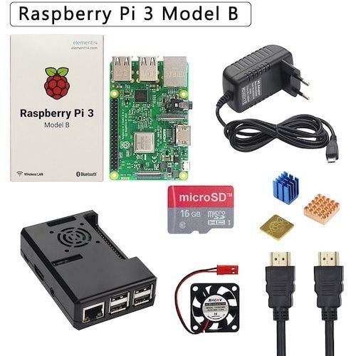 Raspberry Pi 3 Model B+ Plus Starter Kit + ABS Case 
+ 32 GB SD Card + 3A Power Adapter + Cooling Fan + Heat Sink + HDMI Cable - Bundle1