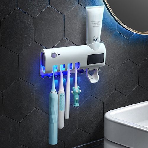 Monclique Wall Mounted Toothbrush Holder Smart Ultraviolet Germicidal 
Toothbrush Sterilizer Automatic Toothpaste Squeezing Device