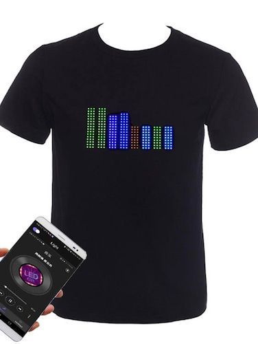 APP Control Luminous T-Shirt Bar Electronic Music Couples Luminous Clothes 
Short Sleeve Pure Cotton LED T-Shirt