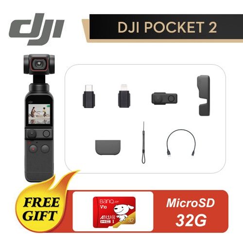DJI OSMO Pocket 2 Handheld Tripod 3-Axis Pan&Tilt Stabilized Camera 
ActiveTrack 3.0 AI Editor Ultralight Pocket Size