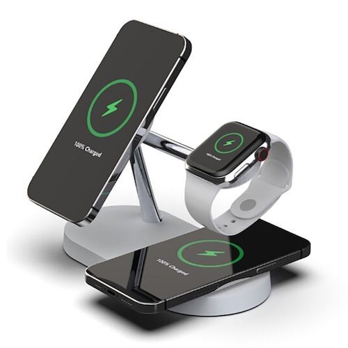 Multi-function 5-in-1 Magnetic Wireless Charger Smartwatch Headphone Desktop Phone Stand Charger 15W Fast Charging for iPhone 12 Series