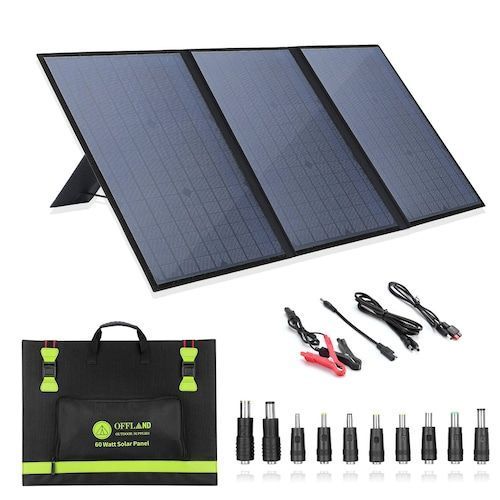 OFFLAND 60W Foldable Solar Panel Charger A Necessary Solar Charging Device 
For Family Camping And Hiking Doors Rated Voltage 18V Rated Current 3.3A