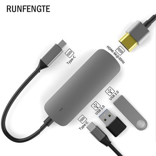 RUNFENGTE 4 in 1 Type-C Docking Station HDMI USB3.0 USB2.0 PD HUB 
Multifunctional Hub 4 in 1 Docking Station Converter