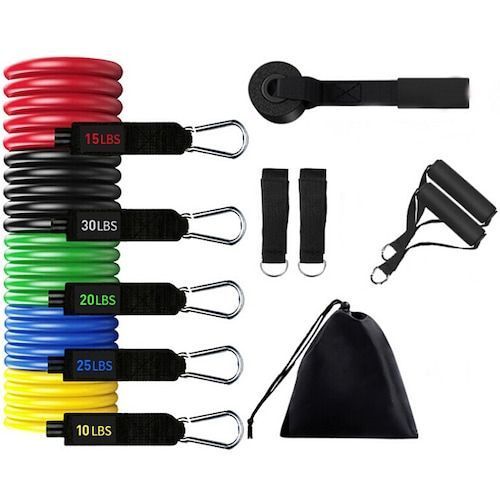 100/150 lbs Resistance Band TPE Latex Home Training Elastic Rope Fitness Yoga Pull Strap - Multi-A 100 pounds of zinc alloy 12 pieces/set