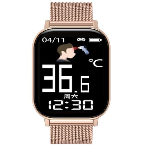 New GTX-H Gold Steel1.6Inch Smart Watch Thermometer Body Temperature 
Oximeter Heart Rate Monitor Fitness Watch IP67 Music Control Sport 
Smartwatch
